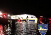 Boing com 143 pessoas sai da pista e cai em rio na Flórida, nos Estados Unidos Acidente em um rio em Jacksonville, na Flórida (Foto: Reprodução/Twitter)