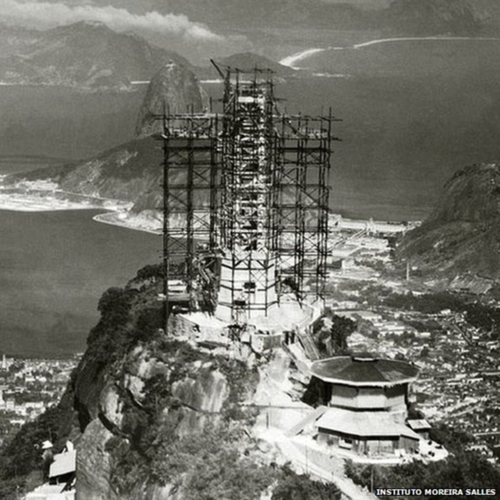 Construção do Cristo Redentor em 1931 (Foto: Instituto Moreira Salles)