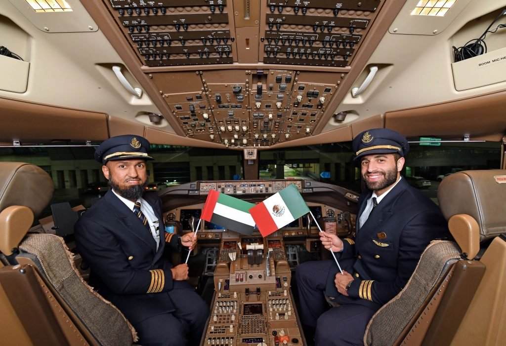 A Emirates decolou para a Cidade do México, marcando o primeiro voo da companhia aérea para o México (Foto: Divulgação)
