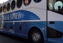 Disney encerra serviço Magical Express em 2022 O Magical Express, ônibus que leva passageiros do Aeroporto Internacional de Orlando até os resorts, será encerrado em 1º de janeiro de 2022 (Foto: Walt Disney World)