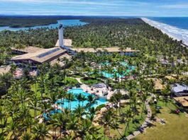 Aeroporto do Transamerica Comandatuba completa 27 anos no sul da Bahia Vista aérea do Transamerica Comandatuba, localizado na Ilha de Comandatuba, na Bahia (Foto: Divulgação)