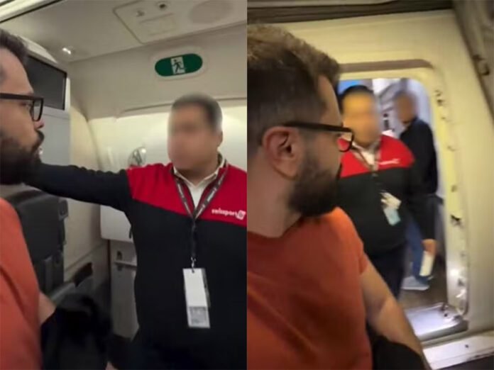 Passageiro foi retirado de voo da Latam em Orlando após cancelamento (Foto: Reprodução/Instagram @lucasamadeu)