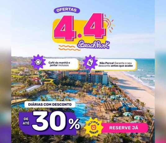 Beach Park lança campanha 4.4 com até 30% de desconto Promoção 4.4 do Beach Park oferece até 30% em resorts (Foto: Divulgação)