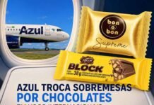 Azul passa a servir chocolates em voos para EUA e Europa Chocolates passam a substituir sobremesas tradicionais nos voos internacionais da Azul (Fotos: Divulgação/ChatGPT)