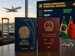 Isenção recíproca de vistosentre Brasil e China seguirá válida até 31 de dezembro de 2026 (Foto: Gerada por IA/ChatGPT)