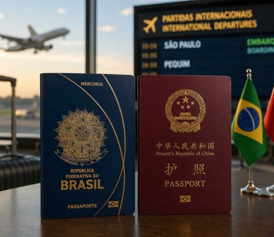 Brasil e China anunciam isenção recíproca de vistos Isenção recíproca de vistosentre Brasil e China seguirá válida até 31 de dezembro de 2026 (Foto: Gerada por IA/ChatGPT)