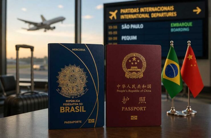 Isenção recíproca de vistosentre Brasil e China seguirá válida até 31 de dezembro de 2026 (Foto: Gerada por IA/ChatGPT)