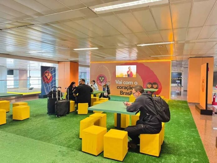Espaço temático da Copa do Mundo funcionará no Terminal 3 de GRU Airport (Foto: Divulgação) Espaço temático da Copa do Mundo funcionará no Terminal 3 de GRU Airport (Foto: Divulgação)