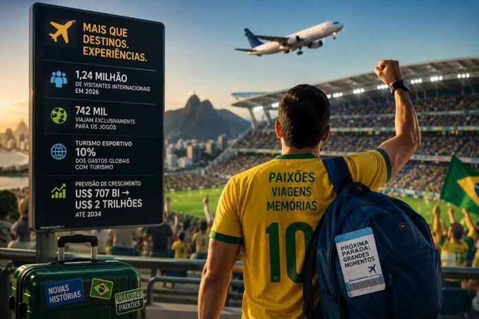 Futebol lidera as viagens esportivas em diferentes regiões do mundo (Foto: ChatGPT) Futebol lidera as viagens esportivas em diferentes regiões do mundo (Foto: ChatGPT)